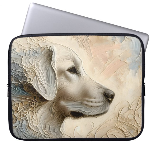 Encaustische verf portret van een Golden Retriever Laptop Sleeve (Voorkant)