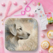 Encaustische verf portret van een Golden Retriever Papieren Bordje (Feest)