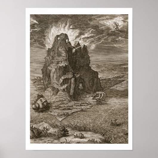 Enceladus begraven onder de berg Etna, 1731 (engr Poster (Voorkant)