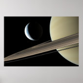 Enceladus en Saturn Poster (Voorkant)