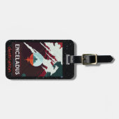 Enceladus Moon of Saturn retro space toerisme en Bagagelabel (Voorkant horizontaal)