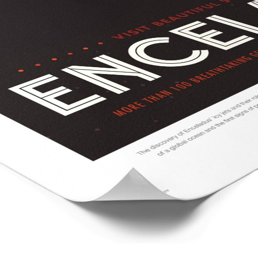 Enceladus - Retro NASA-reisposter Poster (Hoek)