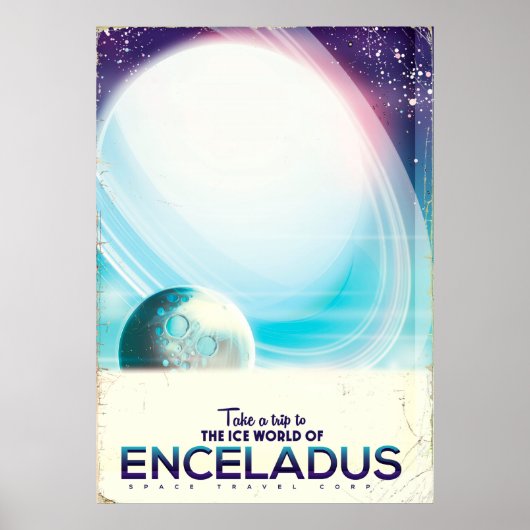 Enceladus Ruimtereis vintage poster (Voorkant)