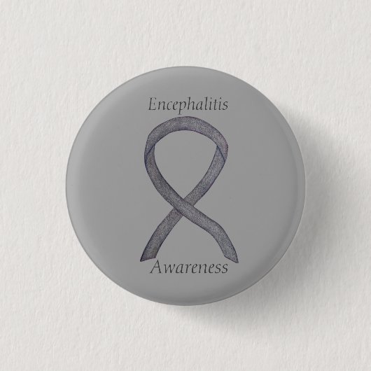 Encephalitis Silver Awareness Ribbon Custom Pin Ronde Button 3,2 Cm (Voorkant)