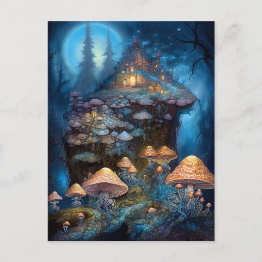 Enchanische paddenstoelen Castle Fantasy Art Briefkaart (Voorkant)