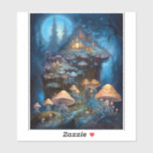 Enchanische paddenstoelen Castle Fantasy Art Sticker (Vel)