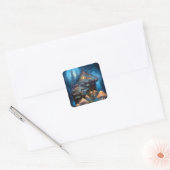 Enchanische paddenstoelen Castle Fantasy Art Vierkante Sticker (Envelop)