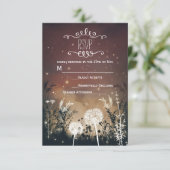 Enchante Rustic Night Sky Stars & Foliage RSVP Kaartje (Staand voorkant)