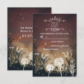 Enchante Rustic Night Sky Stars & Foliage RSVP Kaartje (Voorkant / Achterkant)