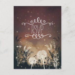Enchante Rustic Night Sky Stars & Foliage RSVP Uitnodiging Briefkaart
