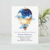 Enchanted Adventure Blue Balloon Boy Baby shower Kaart (Staand voorkant)