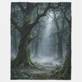 Enchanted Ancient Forest | Misty Woodland Sunlight Fleece Deken