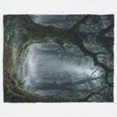Enchanted Ancient Forest | Misty Woodland Sunlight Fleece Deken (Voorkant (Horizontaal))