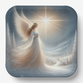 Enchanted Angel Christmas Party Plates  Papieren Bordje