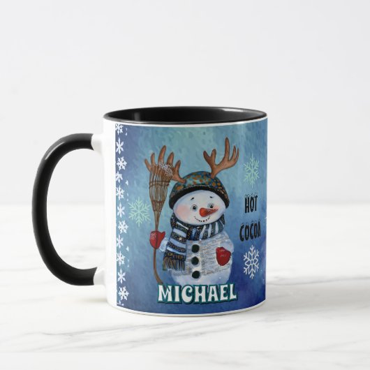 Enchanted Antlered Snowman Hot Cocoa Mok (Links)