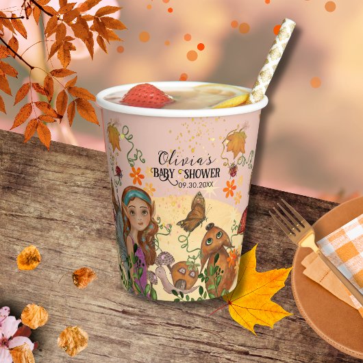 Enchanted Autumn Fairy Baby shower Custom Papieren Bekers