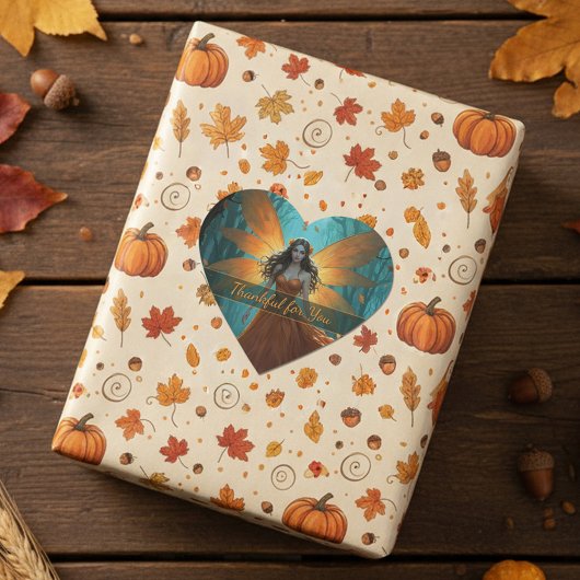 Enchanted Autumn Fairy Thanksgiving Fantasy Art Hart Sticker
