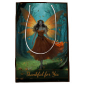 Enchanted Autumn Fairy Thanksgiving Fantasy Art Medium Cadeauzakje (Voorkant)