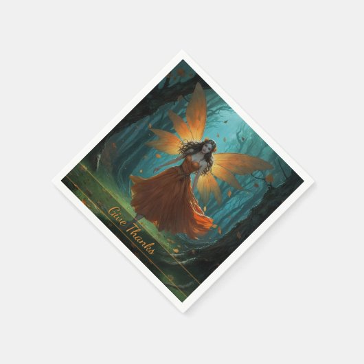 Enchanted Autumn Fairy Thanksgiving Fantasy Art Servet (Hoek)