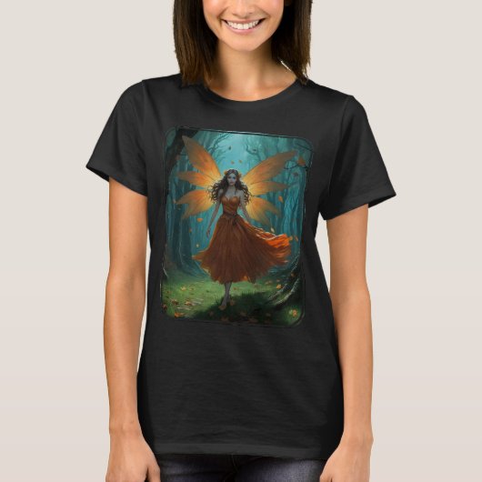 Enchanted Autumn Fairy Thanksgiving Fantasy Art T-shirt (Voorkant)