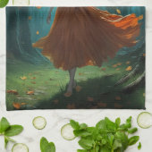 Enchanted Autumn Fairy Thanksgiving Fantasy Art Theedoek (Gevouwen)