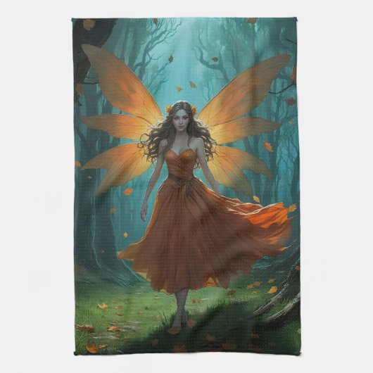 Enchanted Autumn Fairy Thanksgiving Fantasy Art Theedoek (Verticaal)