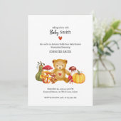 Enchanted Autumn Teddy Bear Baby shower Uitnodigin Kaart (Staand voorkant)