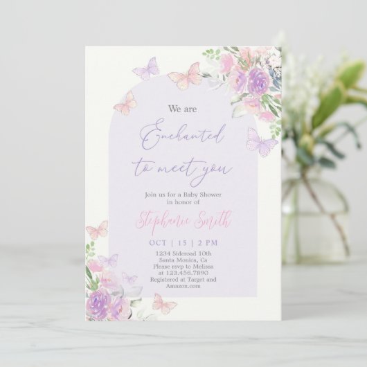 Enchanted Baby shower Invitation Kaart (Staand voorkant)