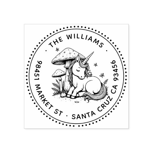 Enchanted Baby Unicorn Toadstool Butterfly Adres Rubberstempel (Afrduk)