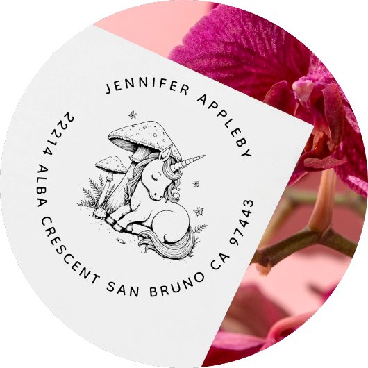 Enchanted Baby Unicorn Toadstool Butterfly Adres Zelfinktende Stempel