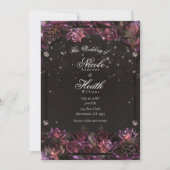 Enchanted Berry Rozen Dark Floral Wedding Kaart (Voorkant)