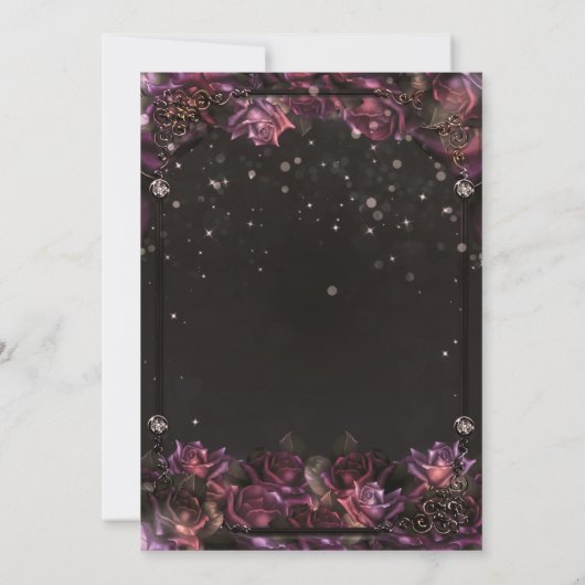 Enchanted Berry Rozen Dark Floral Wedding Kaart (Achterkant)