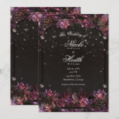 Enchanted Berry Rozen Dark Floral Wedding Kaart (Voorkant / Achterkant)