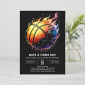 Enchanted bewerkbare Oranje basketbal Verjaardag Kaart (Staand voorkant)