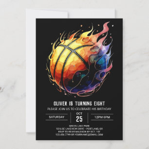 Enchanted bewerkbare Oranje basketbal Verjaardag Kaart