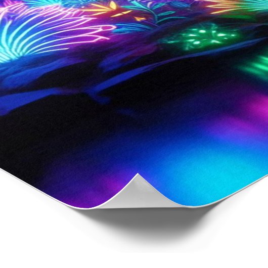 Enchanted Bioluminescent Tropical Neon Forest Poster (Hoek)