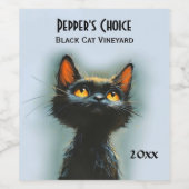 Enchanted Black Cat 3 tekstgebieden Wijn Etiket (Enkel label)