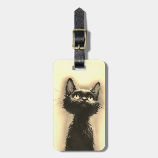 Enchanted Black Cat Golden Bagagelabel (Voorkant verticaal)