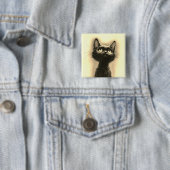 Enchanted Black Cat Golden Vierkante Button 5,1 Cm (In situ)