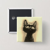 Enchanted Black Cat Golden Vierkante Button 5,1 Cm (Voorkant /achterkant)