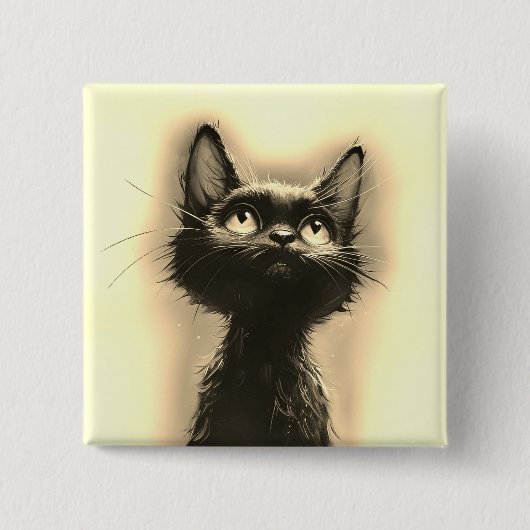 Enchanted Black Cat Golden Vierkante Button 5,1 Cm (Voorkant)