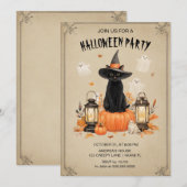Enchanted Black Cat Halloween Party Uitnodiging (Voorkant / Achterkant)