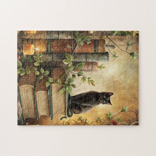 Enchanted Black Cat Library Legpuzzel (Horizontaal)