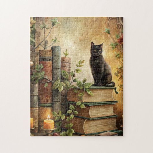 Enchanted Black Cat Library Legpuzzel (Verticaal)