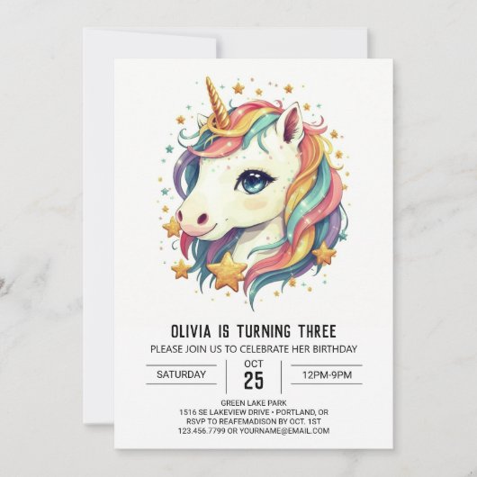 Enchanted Bliss Eenhoorn Verjaardag Kaart (Voorkant)