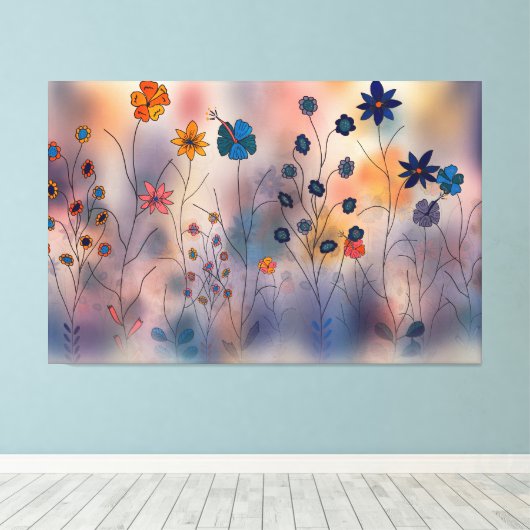 Enchanted Blooming Meadow Canvas Afdruk (Insitu (Houten vloer))