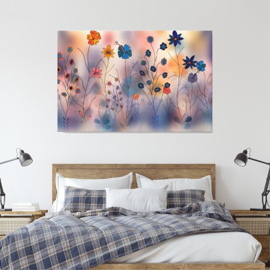 Enchanted Blooming Meadow Canvas Afdruk (Insitu (Slaapkamer))