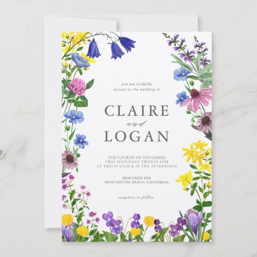 Enchanted Blooming Wildflower Wedding Kaart (Voorkant)