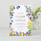 Enchanted Blooming Wildflower Wedding Kaart (Staand voorkant)