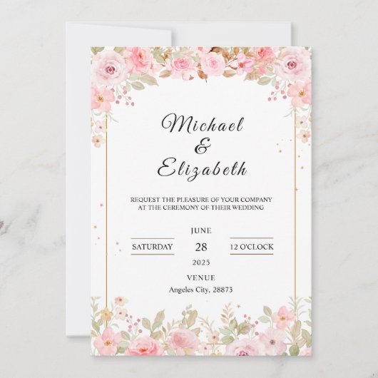 Enchanted Blooms Wedding Invitation Kaart (Voorkant)